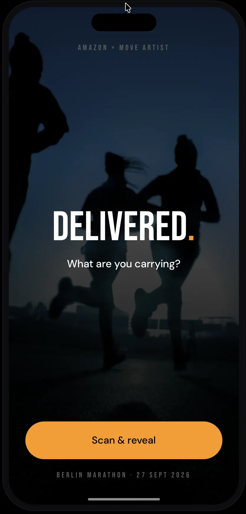 DELIVERED. app landing screen